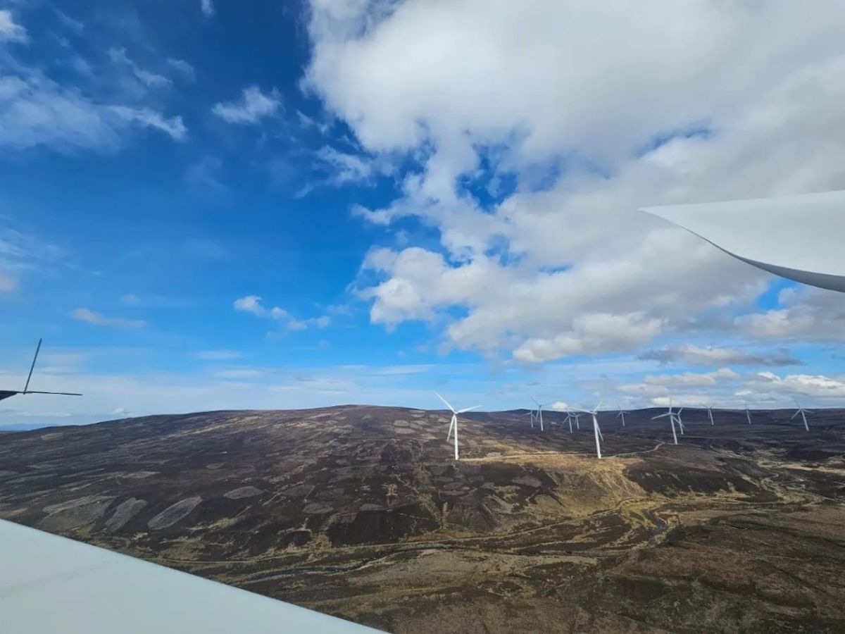 View of the countryside from a wind turbine.